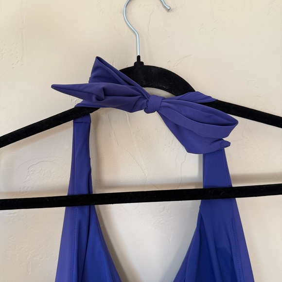 SPANX Purple Halter Tankini Top Criss Cross Waist Peplum Swim Shaping 14 - Picture 4 of 8